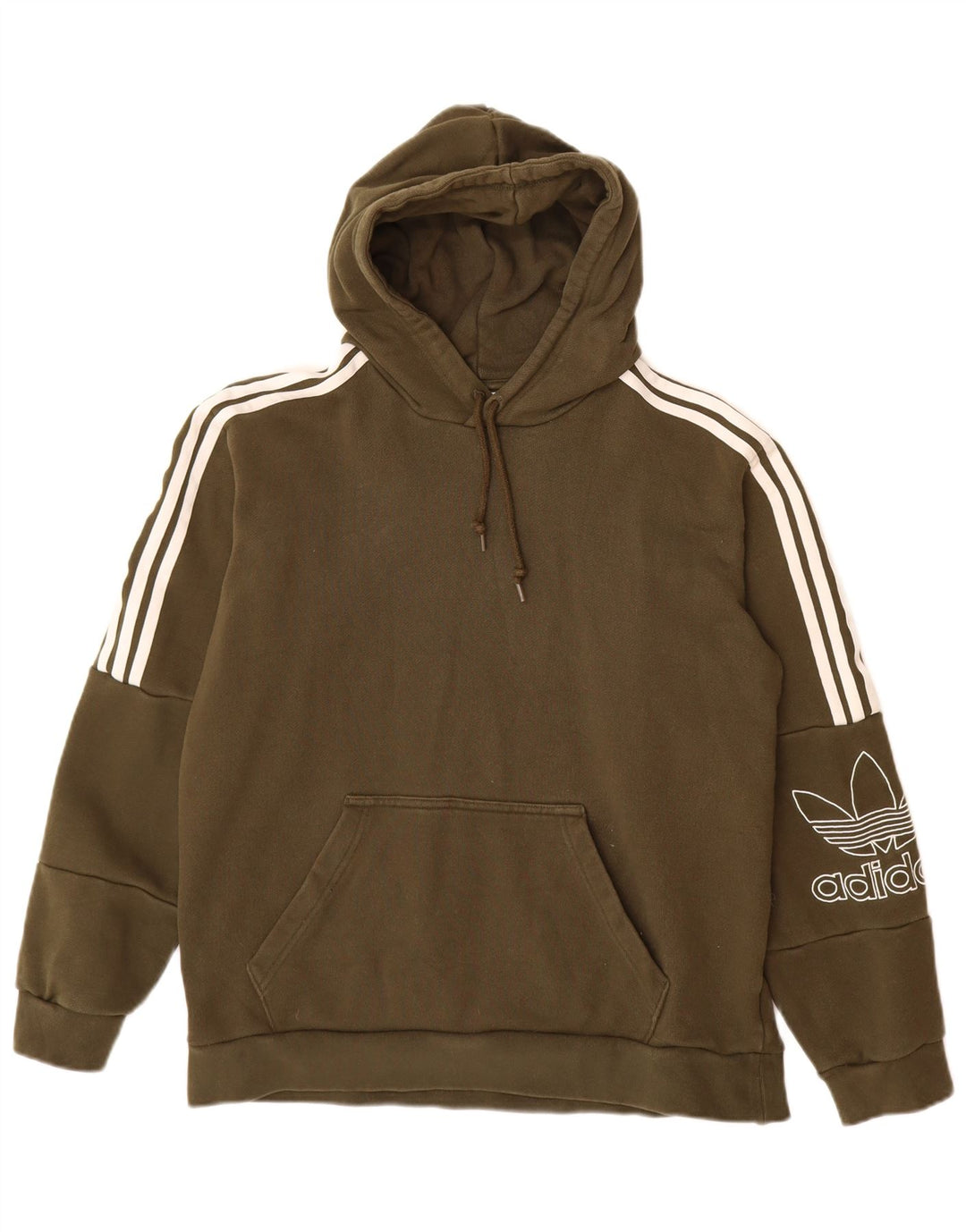 Damska bluza z kapturem ADIDAS z grafiką, UK 14, średnia bawełna khaki