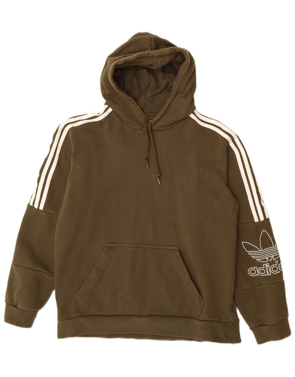Damska bluza z kapturem ADIDAS z grafiką, UK 14, średnia bawełna khaki