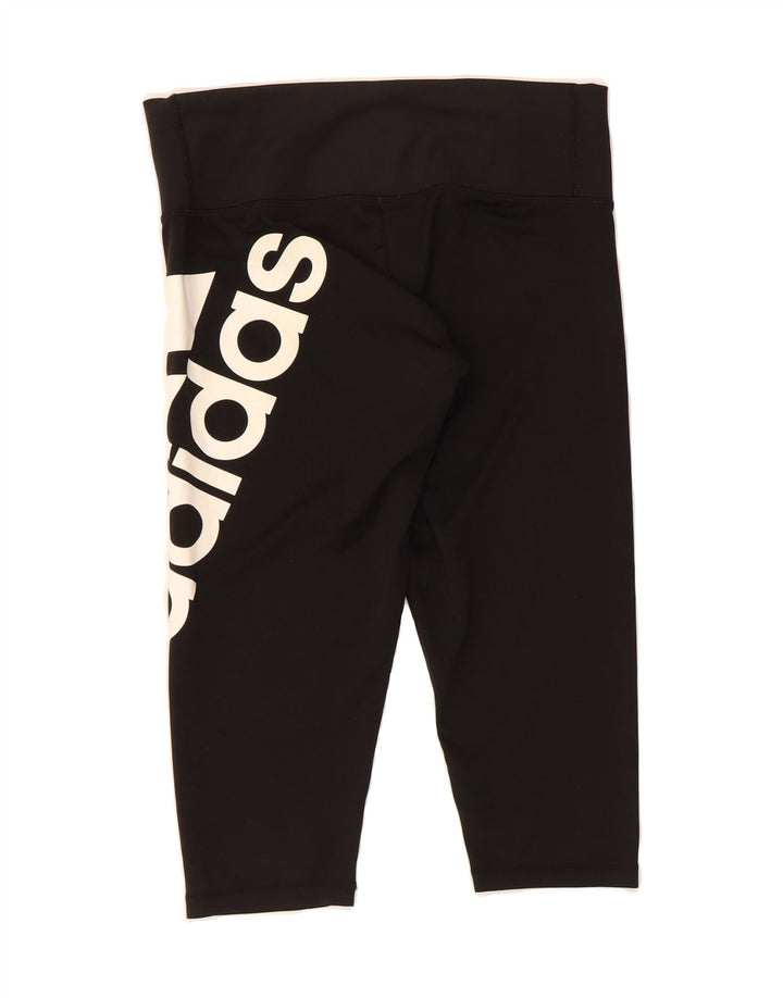 ADIDAS Womens Climalite Graphic Capri Leggings UK 12/14 Medium  Black Vintage Adidas and Second-Hand Adidas from Messina Hembry 