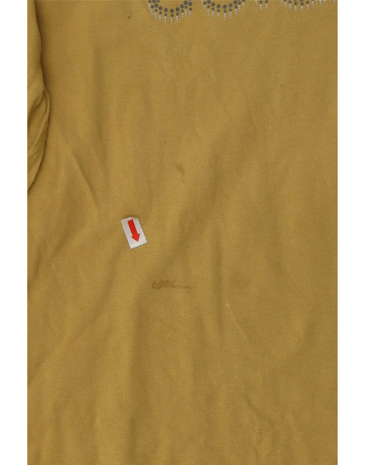 Damski top graficzny COLUMBIA z długim rękawem, UK 14, duży, żółty, bawełniany