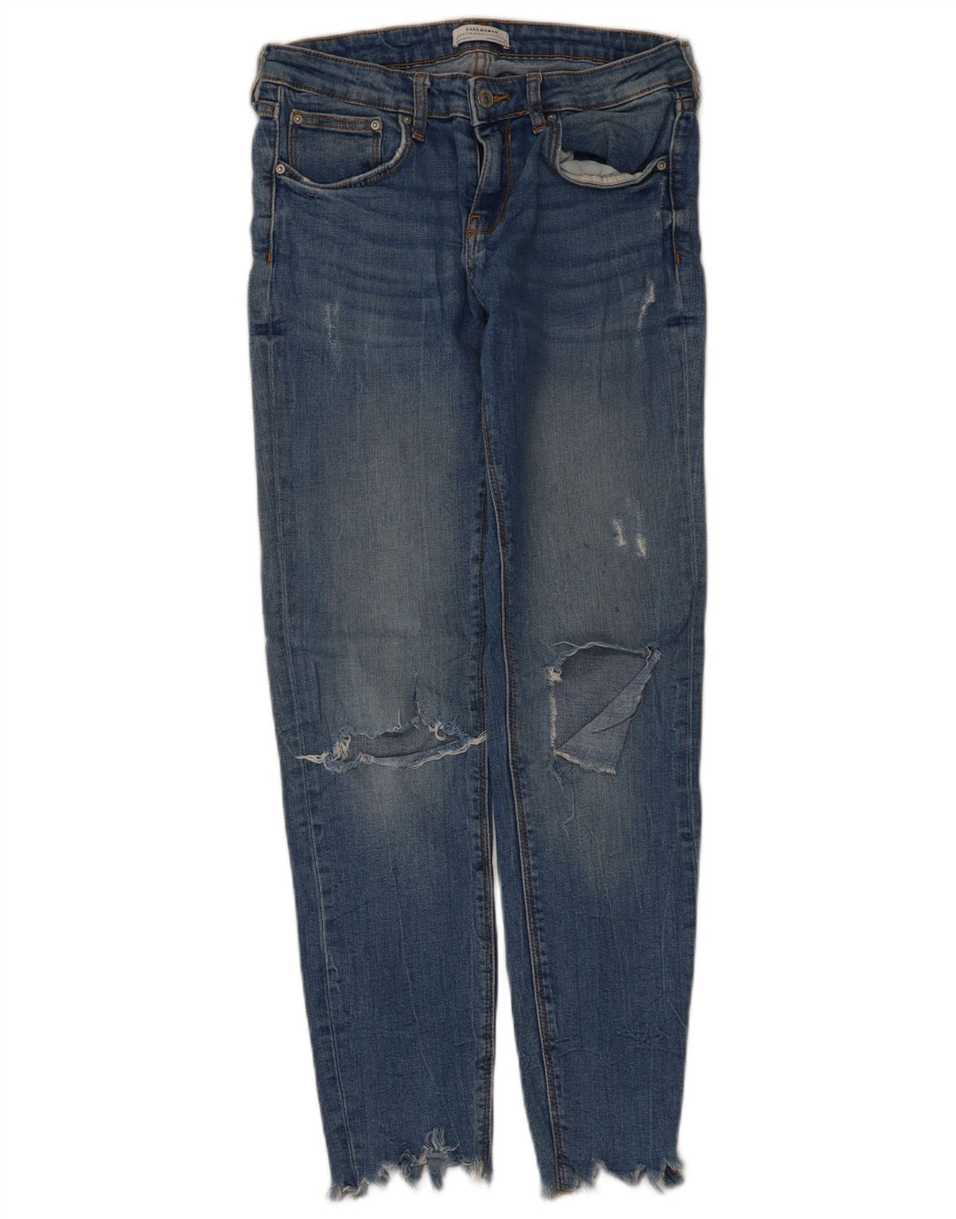 Damskie jeansy Zara w trudnej sytuacji EU 38 Small W28 L28 Niebieskie