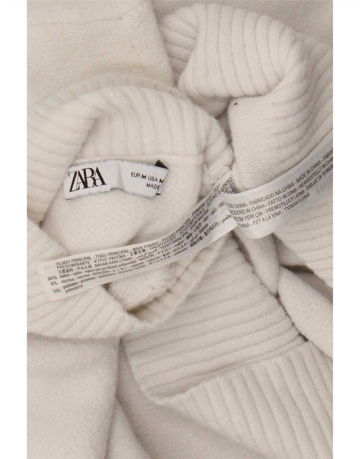 Damski sweter z golfem Zara UK 12 Średni biały nylon
