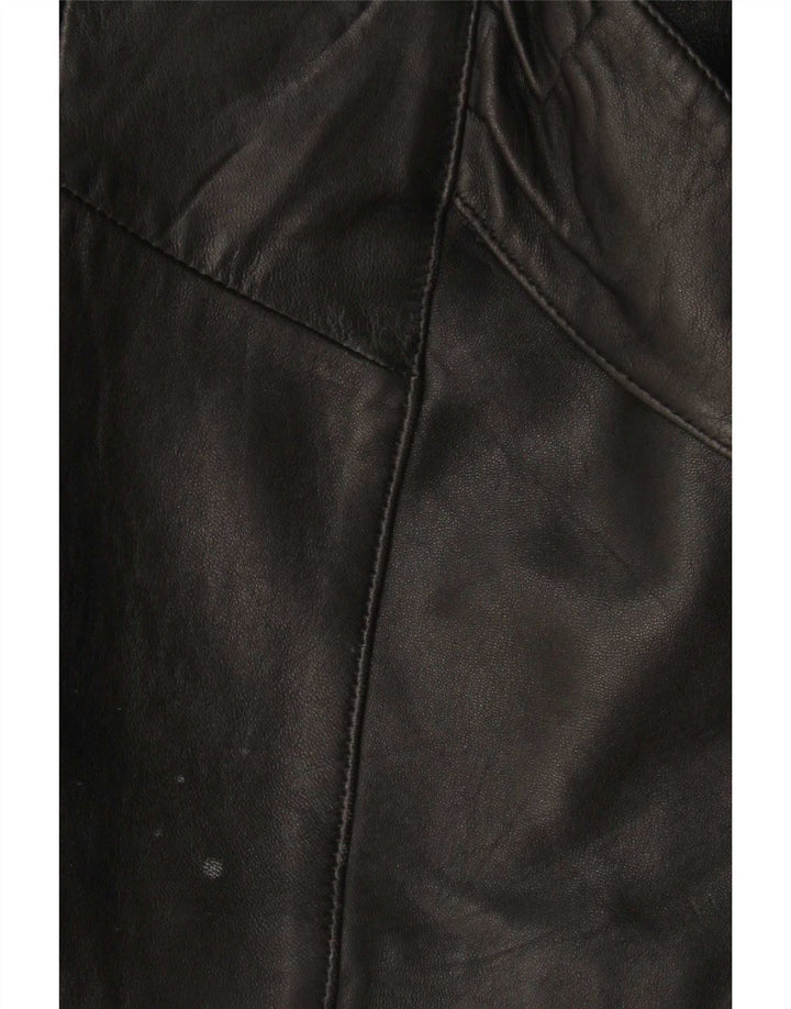 Vintage damski płaszcz skórzany oversize UK 10 Small Black