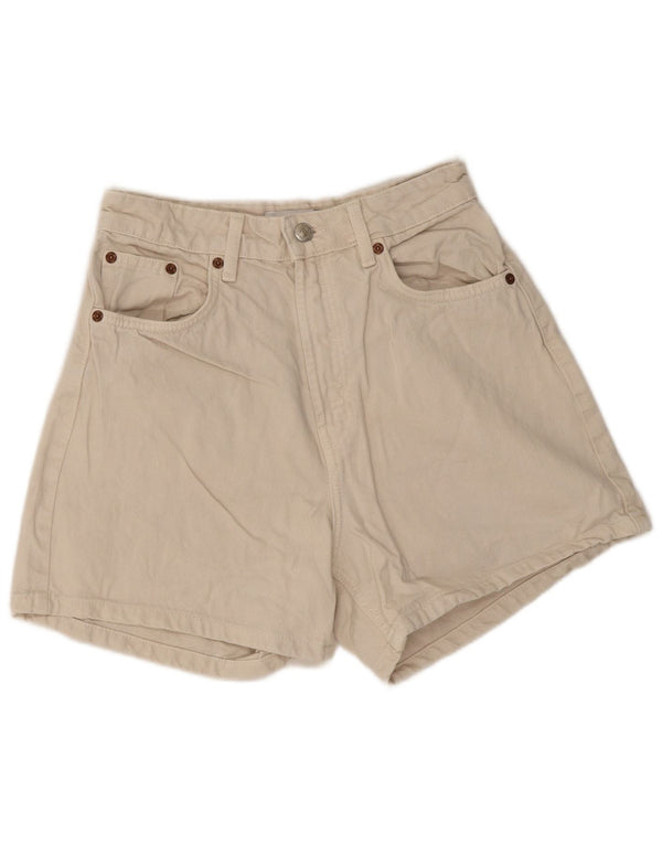 Zara Womens High Waist Denim Shorts EU 36 XS W26 Beige