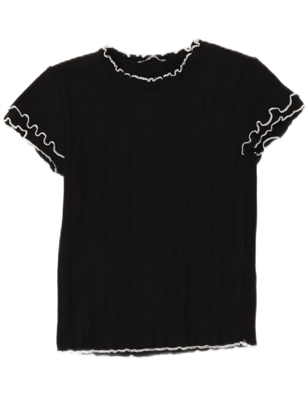 Damski krótki t-shirt Zara UK 12, średni czarny poliester