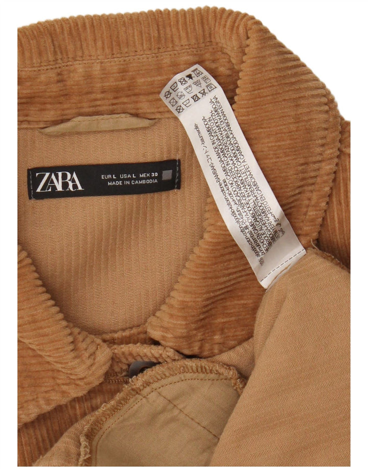 Damska kurtka sztruksowa oversize Zara UK 16, duża, beżowa, bawełniana