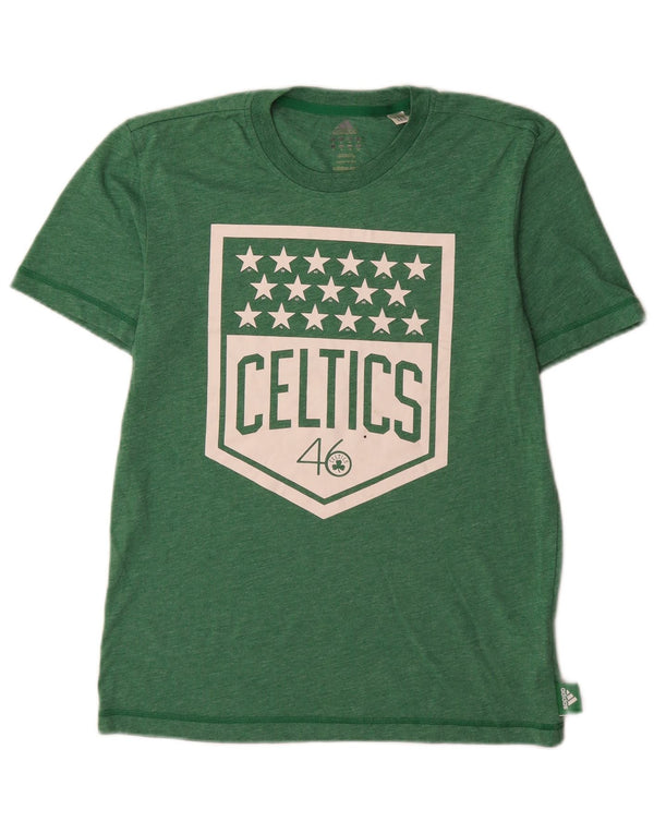 Adidas Męska koszulka Boston Celtics z grafiką Top, mała, zielona, poliestrowa