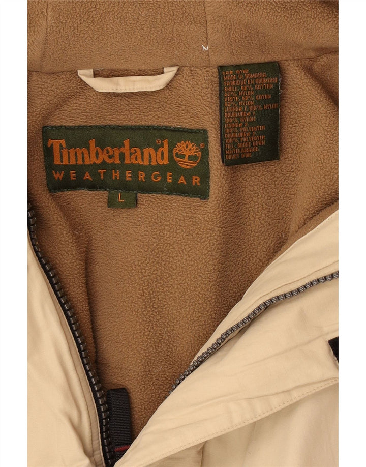 Męska kurtka parka z kapturem Timberland UK 40, duża, beżowa, nylonowa