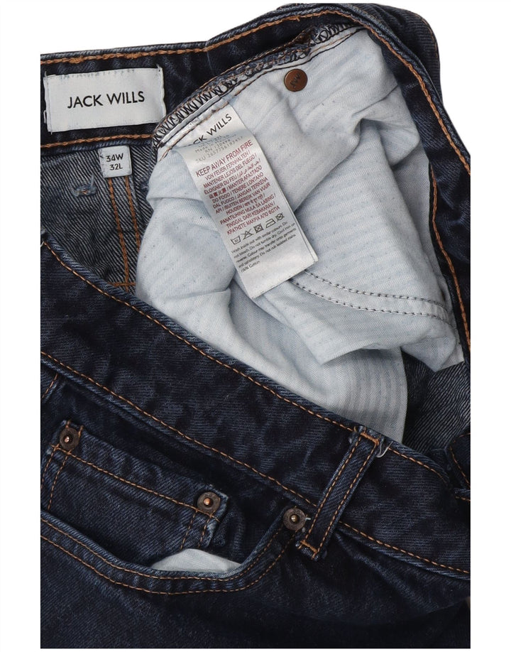Męskie proste dżinsy Jack Wills W34 L32 Granatowa bawełna