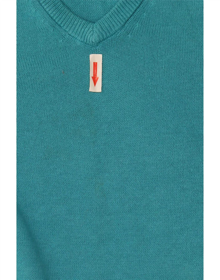 Marks & Spencer Męski sweter z dekoltem w kształcie litery V, 2XL, turkusowa bawełna