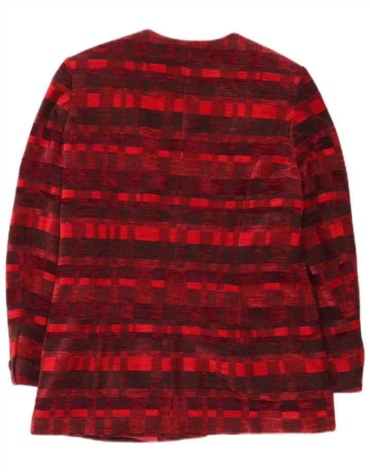 DEVERNOIS PARIS Damska marynarka zapinana na 5 guzików UK 12, średnio czerwona, geometryczna