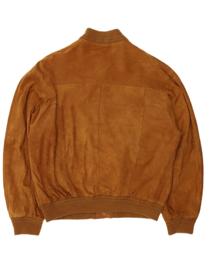 Zamszowa kurtka bomber męska vintage IT 54 2XL brązowa