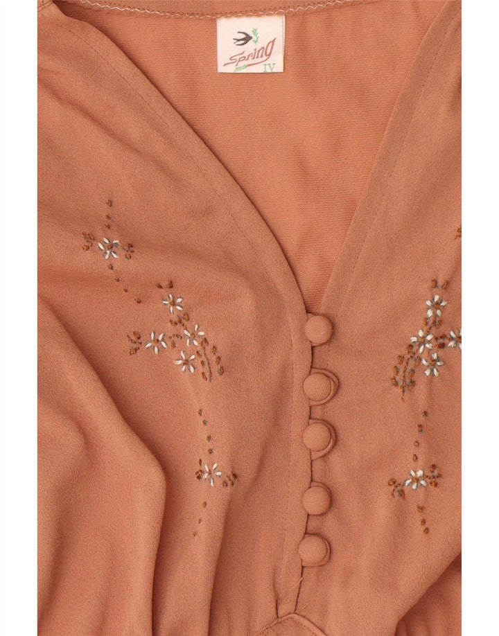 Damska sukienka maxi w stylu vintage UK 12 Średni brąz