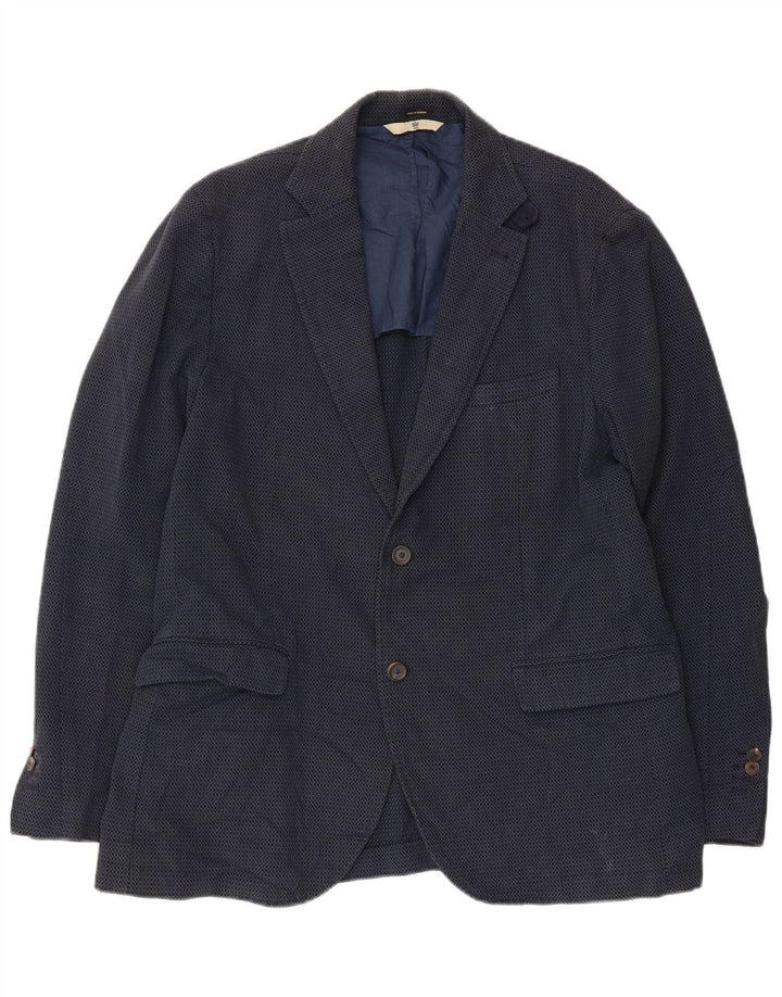 Męska marynarka zapinana na 2 guziki Massimo Dutti EU 52, duża, granatowa, geometryczna