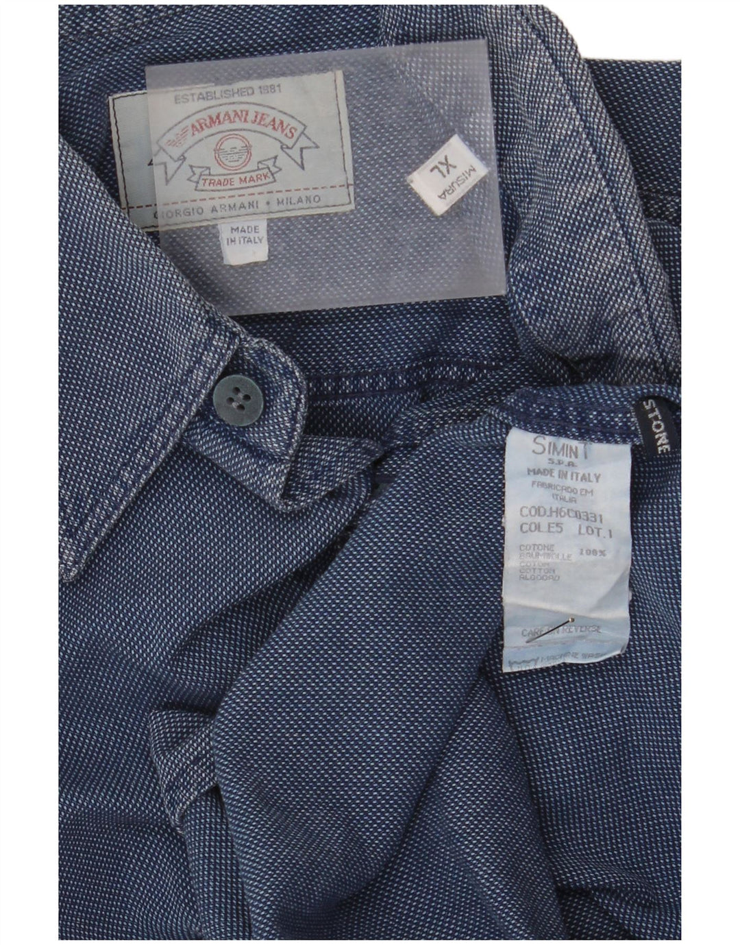 ARMANI JEANS Koszula męska XL, niebieska, bawełniana