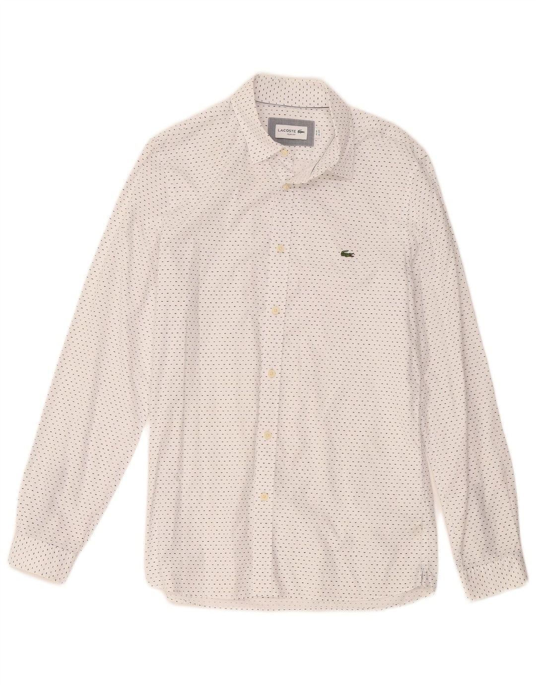 Koszula męska Lacoste Slim Fit, rozmiar 39, średnia, biała bawełna w cętki