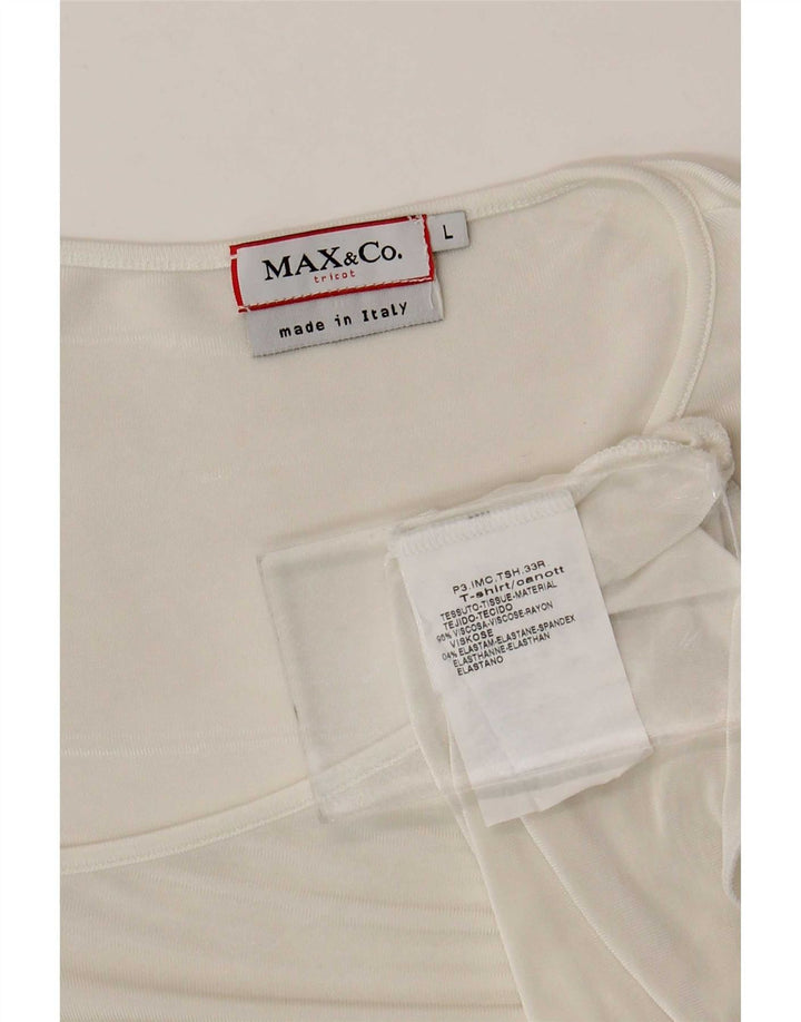 Top damski asymetryczny bluzka Max & Co. UK 14, duża, biała wiskoza