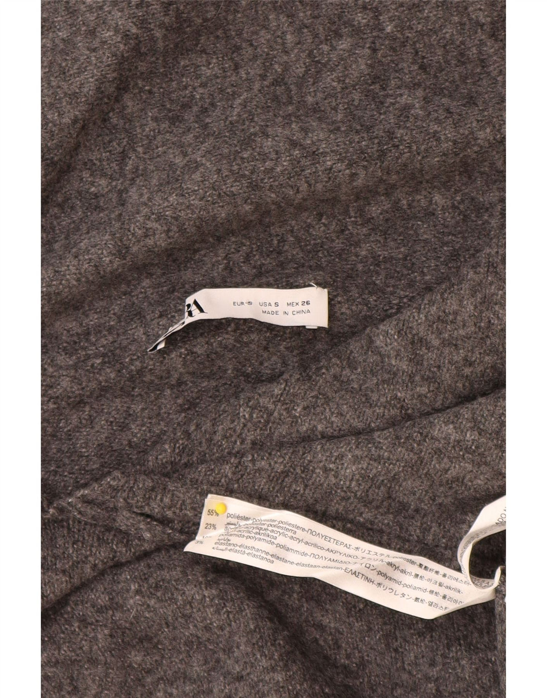 Damski sweter oversize z szalowym dekoltem Zara UK 10, mały, szary poliester