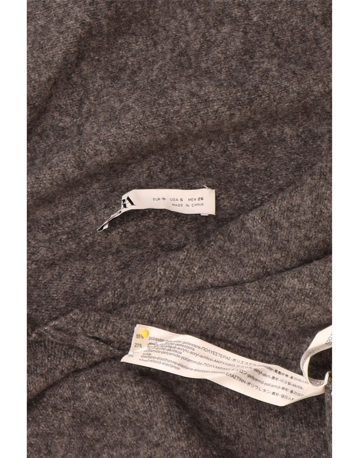 Damski sweter oversize z szalowym dekoltem Zara UK 10, mały, szary poliester