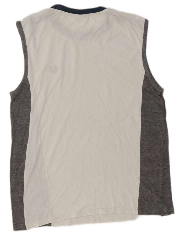 Arena Mens Vest Top Large White Colourblock Cotton Sports
