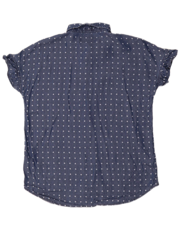 Damska bluzka koszulowa z krótkim rękawem Dack UK 14 Średni granatowy w kropki