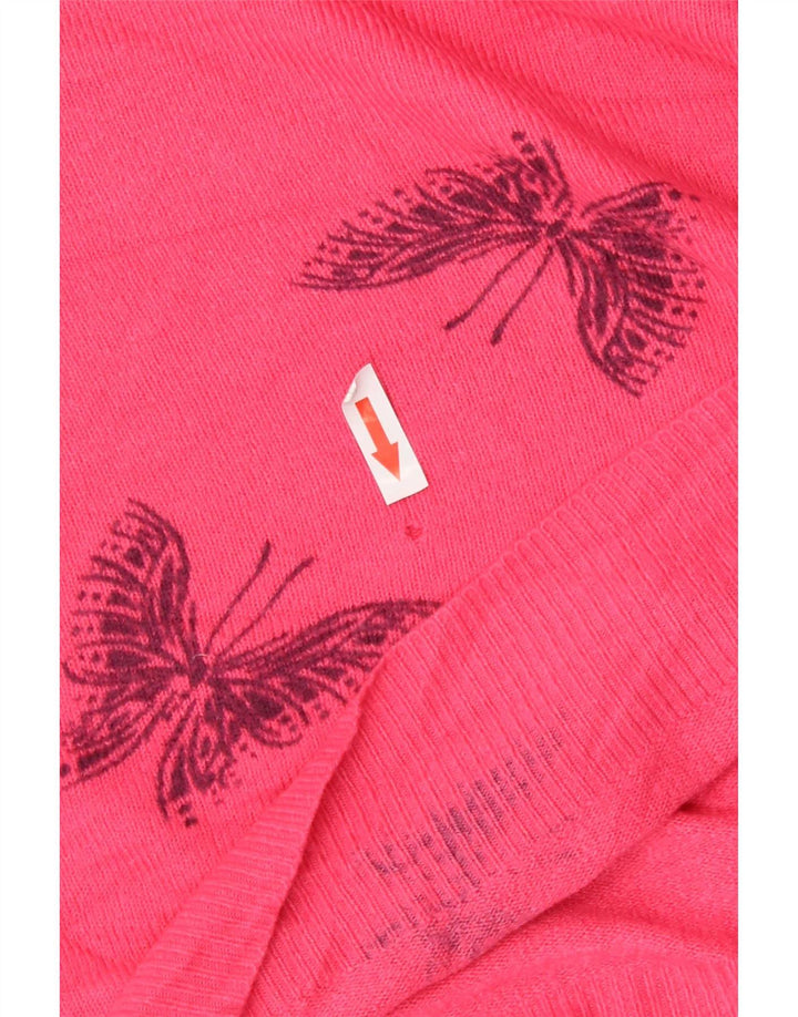 Marks & Spencer Damski sweter z okrągłym dekoltem, UK 12, średni różowy motyl
