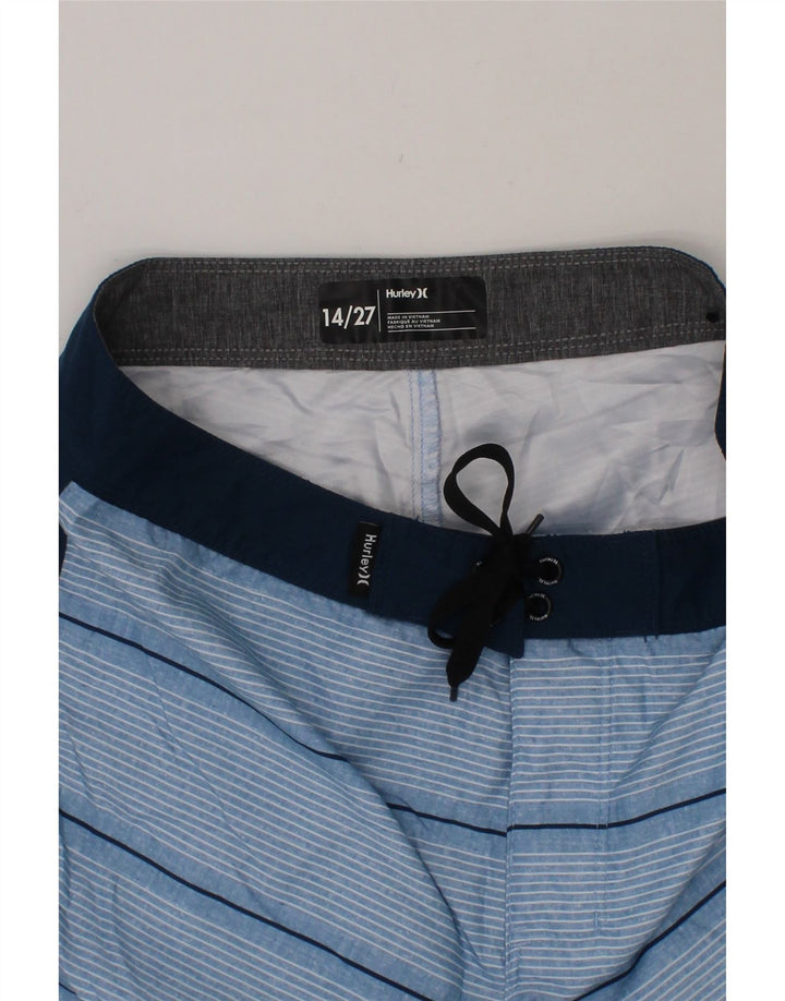 HURLEY Boys Swimming Shorts 13-14 Years  Blue Pinstripe Polyester Vintage Hurley and Second-Hand Hurley from Messina Hembry 