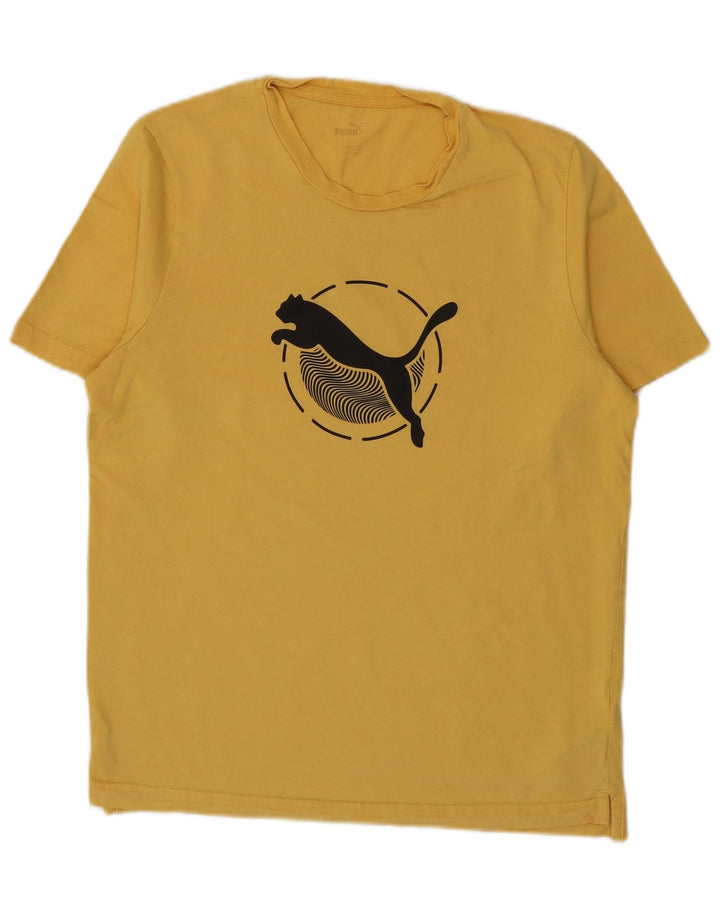 Męski T-shirt Puma z grafiką, duży, żółty, bawełniany