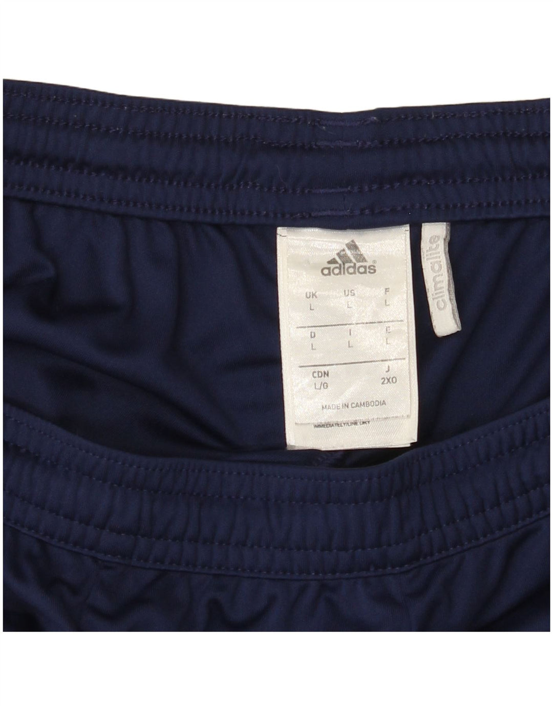 Męskie spodenki sportowe Adidas Climalite, duże, granatowe, z blokami kolorów, poliestrowe