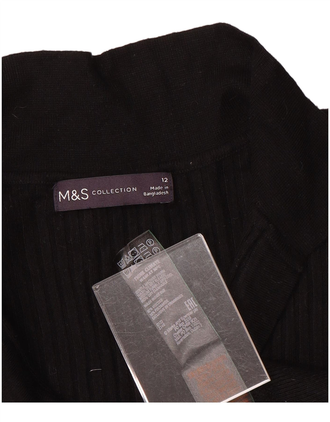 Damski sweter polo Marks & Spencer UK 12, średni czarny wiskoza