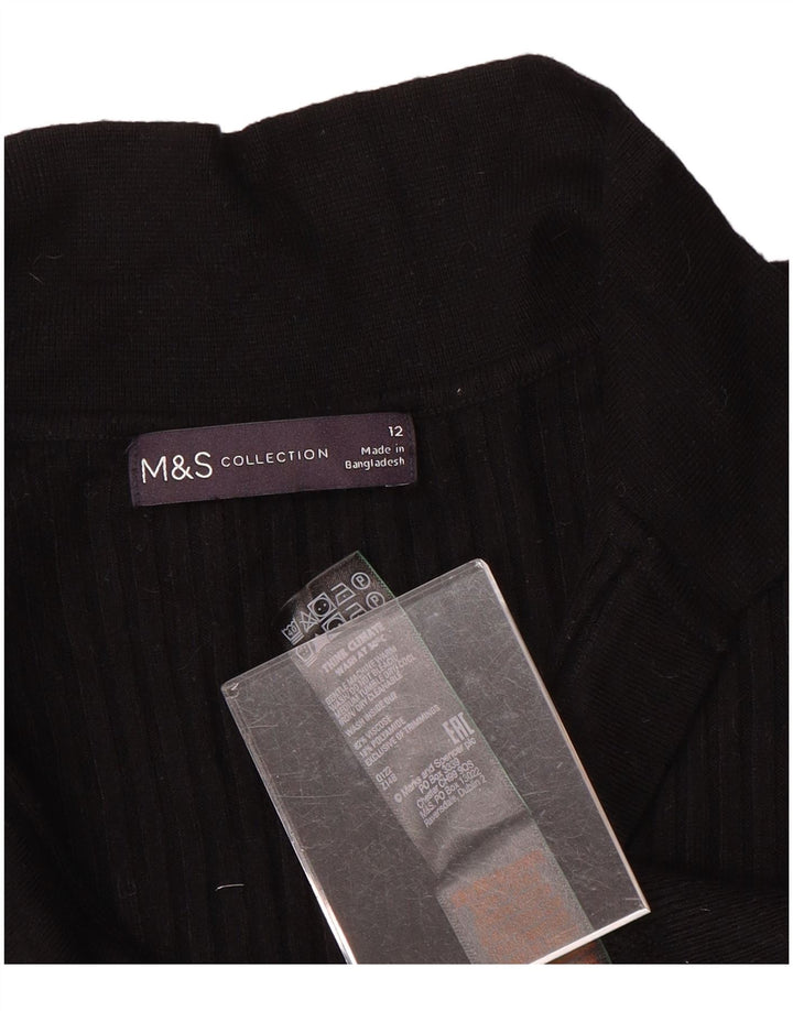 Damski sweter polo Marks & Spencer UK 12, średni czarny wiskoza