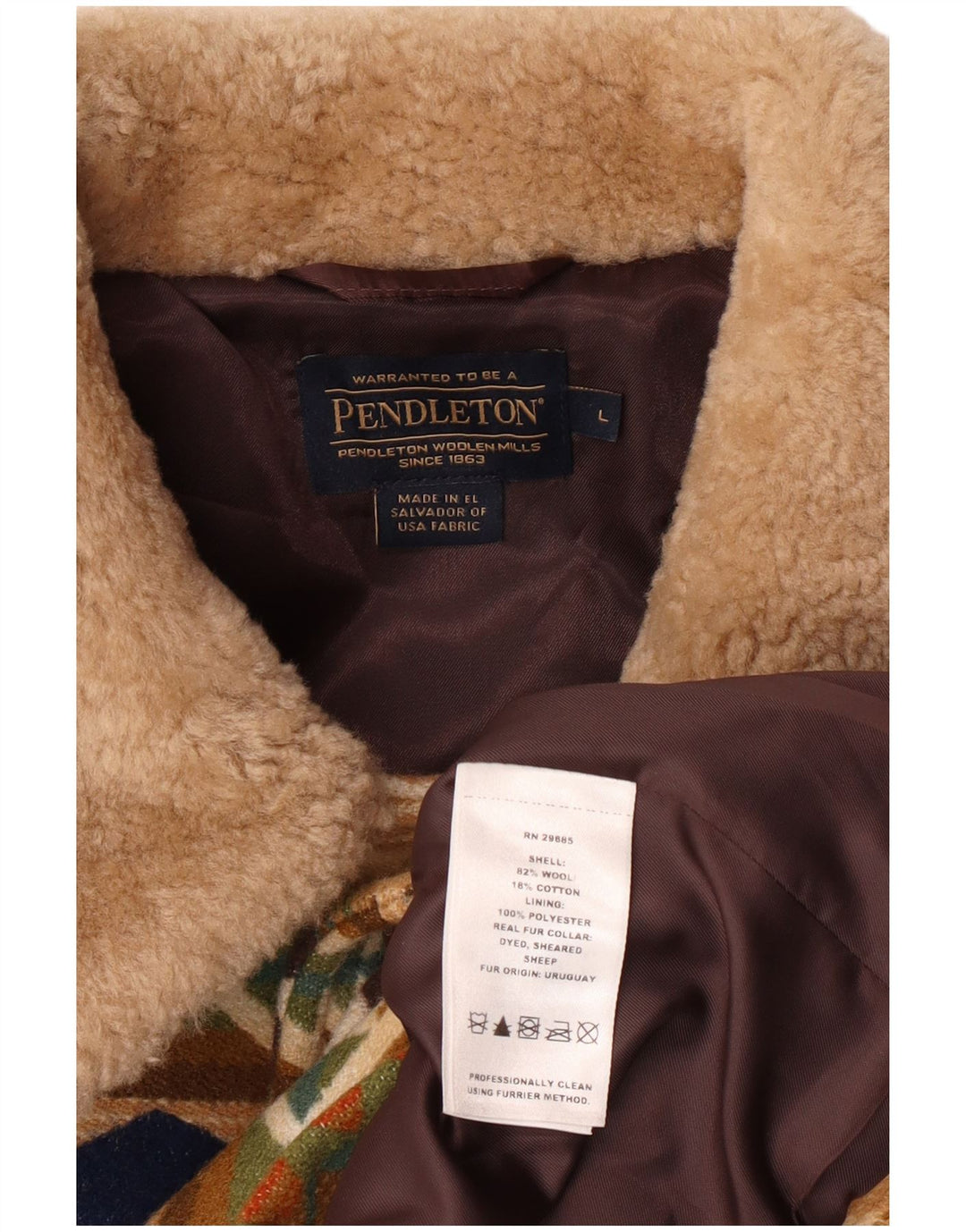 Płaszcz męski Pendleton UK 40, duży, wielobarwny, geometryczny, wełniany Aztec