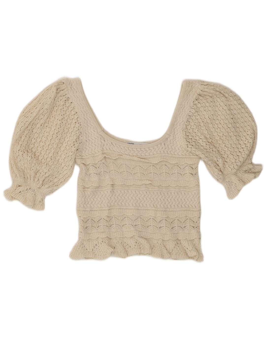 Bluzka damska Zara Crochet Crochet Top UK 10 Small Beige