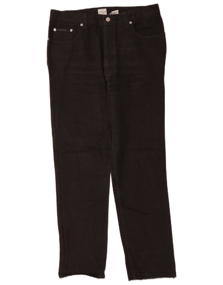 Męskie proste dżinsy CALVIN KLEIN W32 L30, czarne, bawełniane