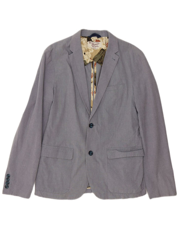 Męska marynarka zapinana na 2 guziki Penguin UK 36 Small Blue Cotton