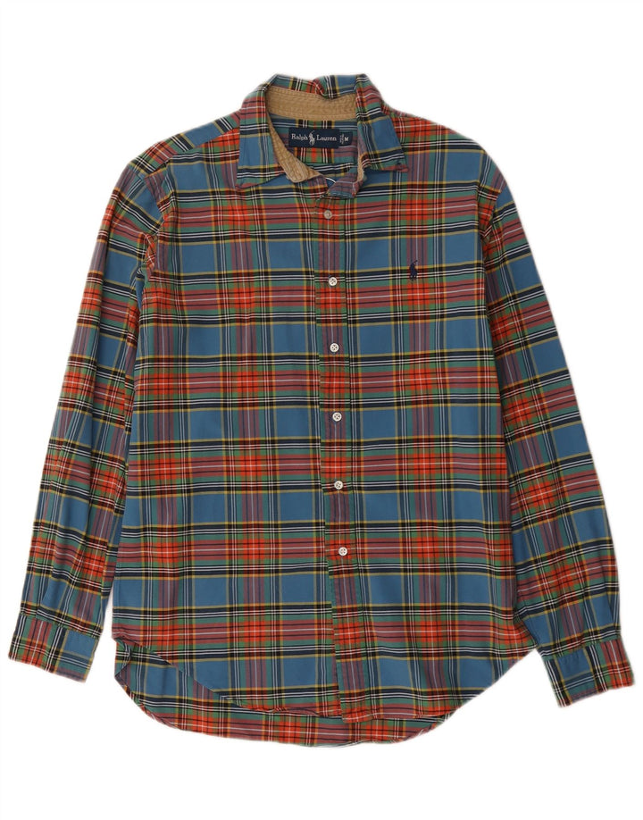 Męska koszula flanelowa Ralph Lauren w średnią niebieską kratkę, bawełniana
