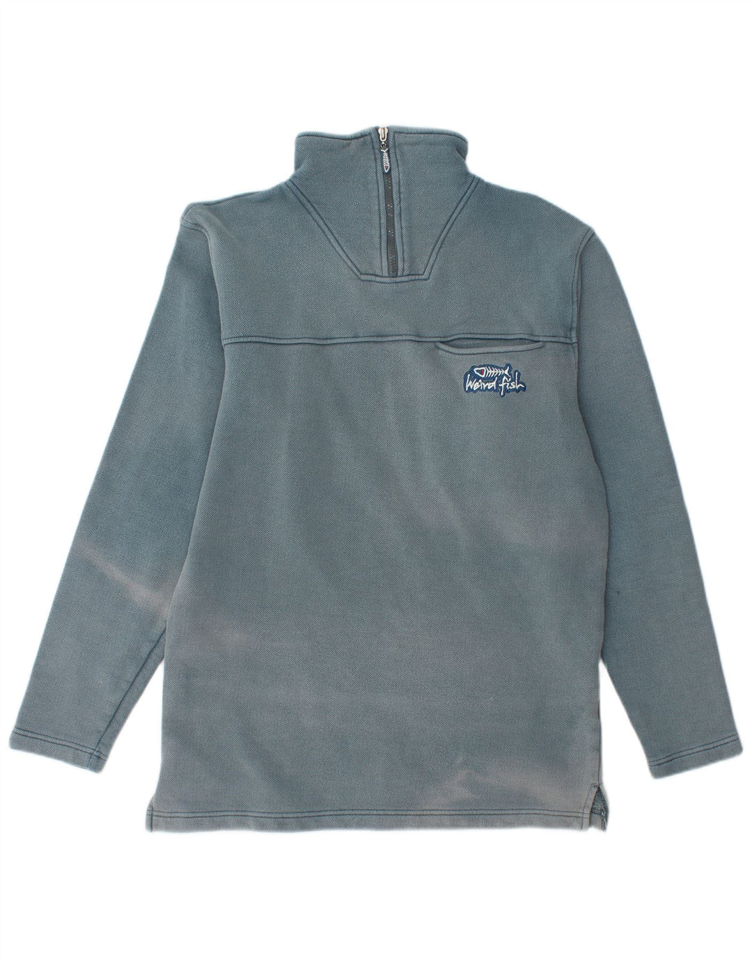 Męska bluza z zamkiem błyskawicznym WEIRD FISH, mała, niebieska, bawełniana