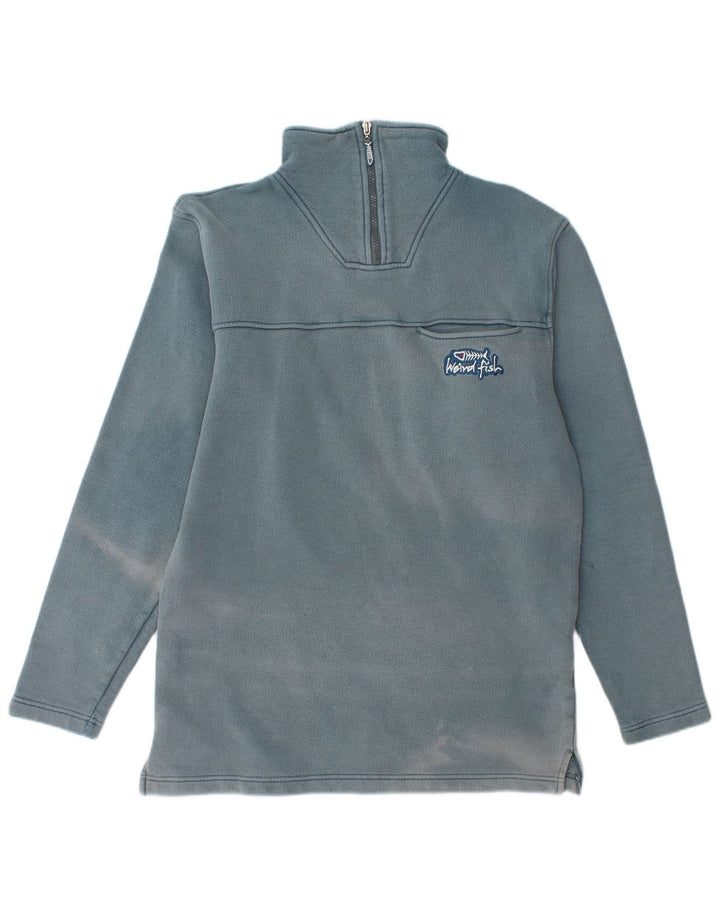 Męska bluza z zamkiem błyskawicznym WEIRD FISH, mała, niebieska, bawełniana