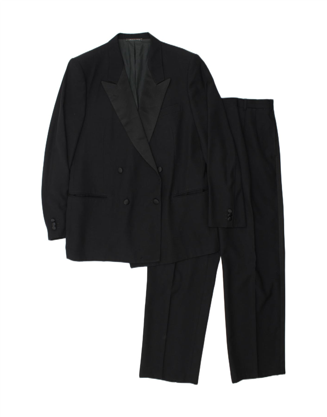 Egon Von Furstenberg Męskie UK 40 Large W32 L32 Czarna dziewicza wełna