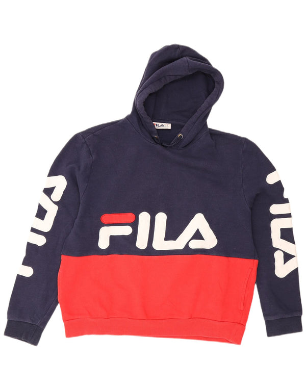 Męski sweter z kapturem Fila XL, granatowy, bawełniany z blokami kolorów