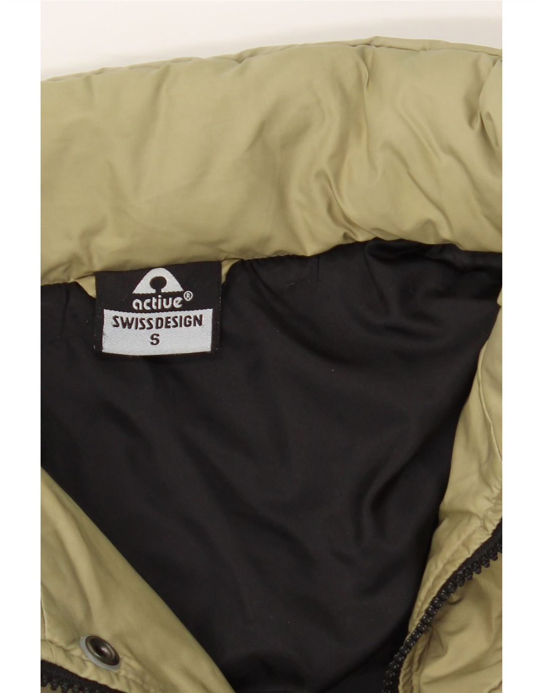 ACTIVE Mens Padded Jacket UK 36 Small Beige Polyamide Vintage Active and Second-Hand Active from Messina Hembry 