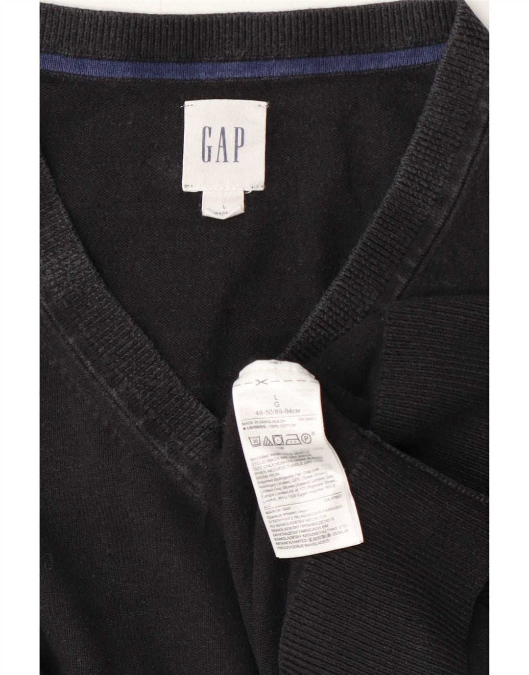 Męski sweter Gap z dekoltem w kształcie litery V, duży, czarny, bawełniany