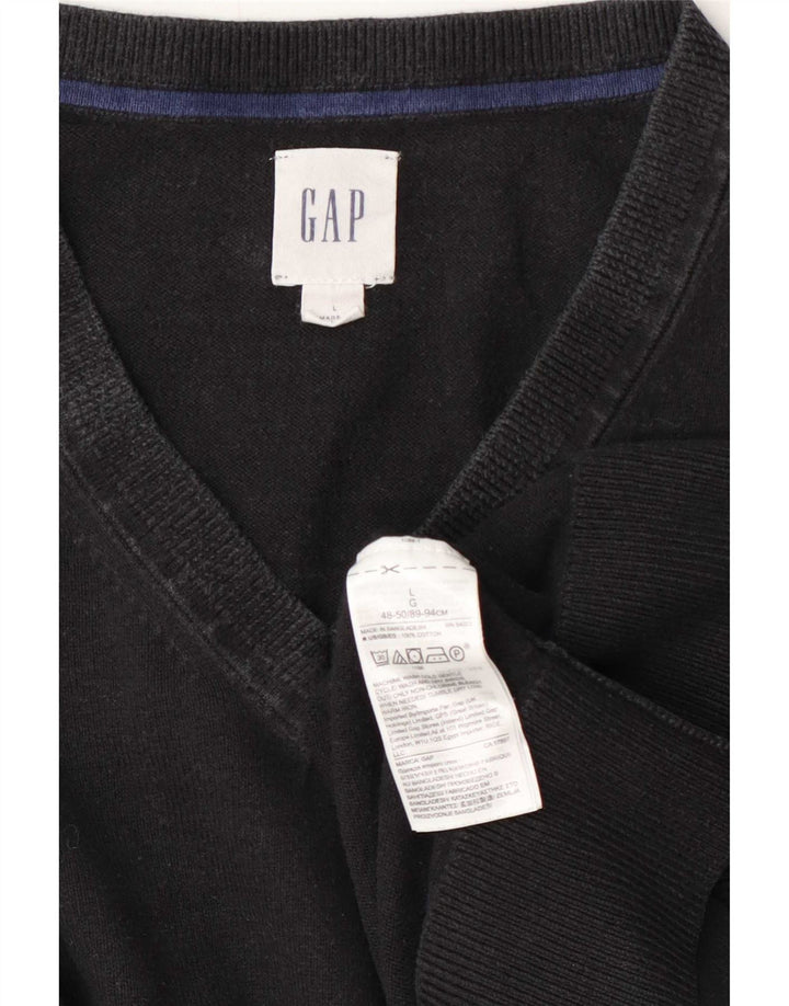 Męski sweter Gap z dekoltem w kształcie litery V, duży, czarny, bawełniany
