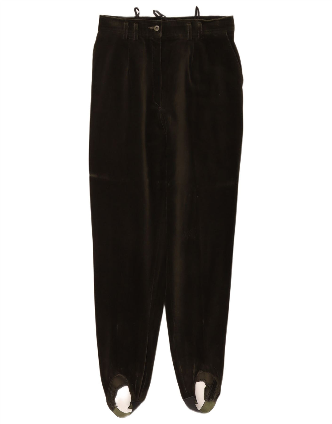 Aksamitne spodnie damskie VINTAGE EU 40 Medium W27 L29 Zielona bawełna