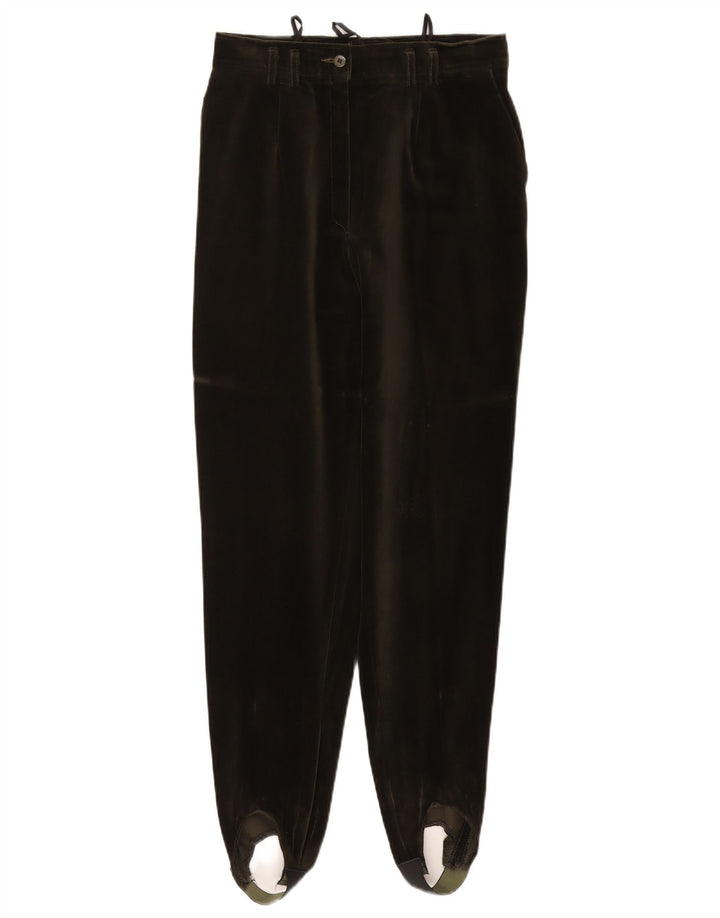 Aksamitne spodnie damskie VINTAGE EU 40 Medium W27 L29 Zielona bawełna