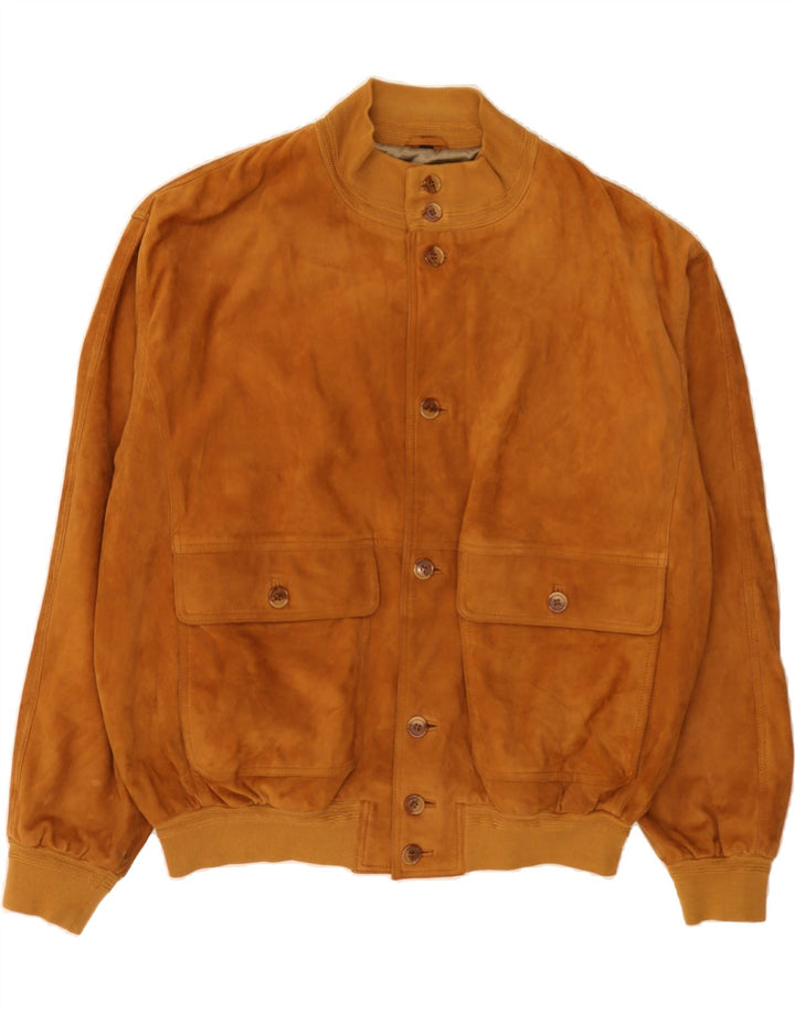 GALLOTTI Mens Suede Bomber Jacket UK 42 XL Brown Vintage Gallotti and Second-Hand Gallotti from Messina Hembry 