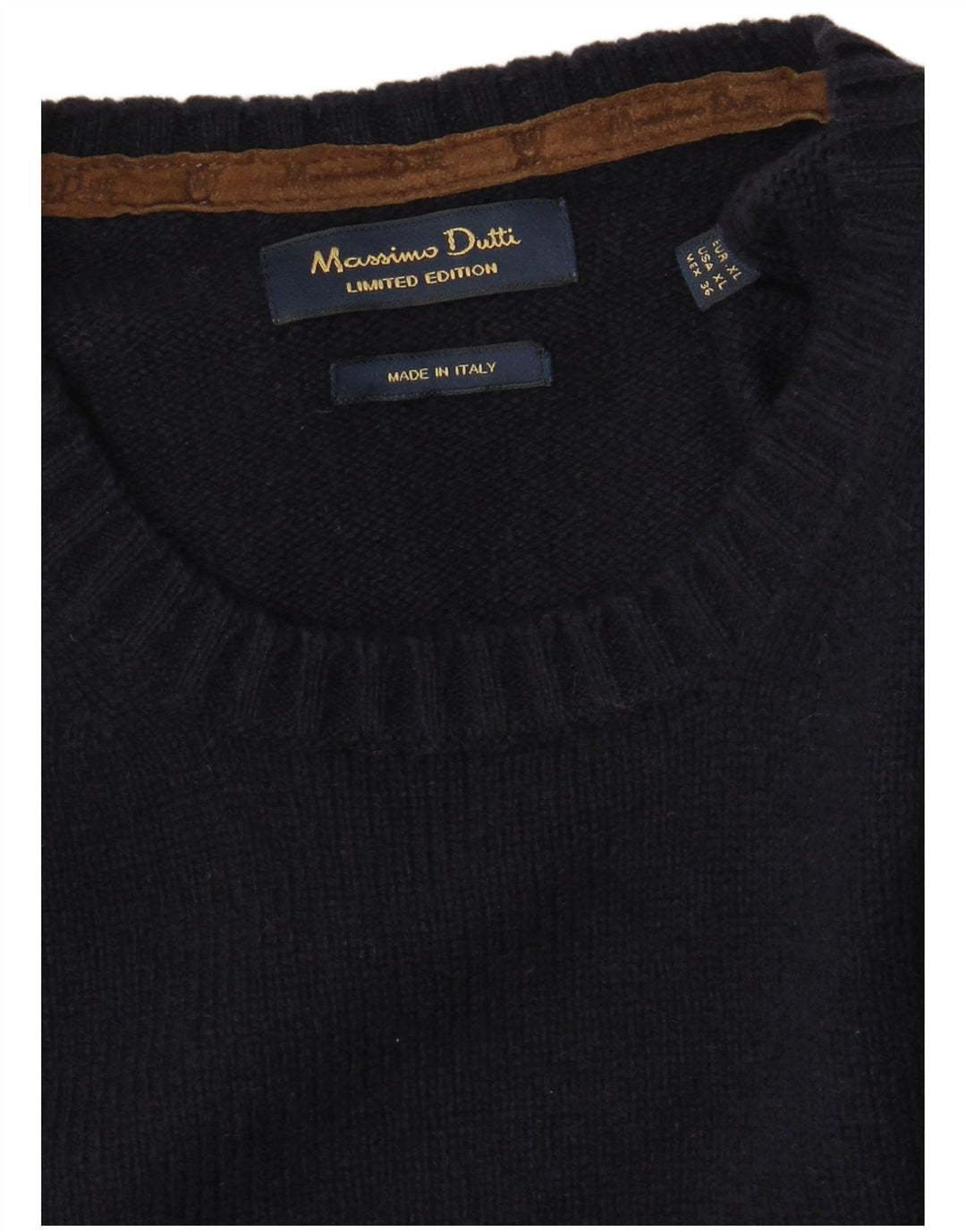 Męski sweter z okrągłym dekoltem Massimo Dutti XL, granatowy