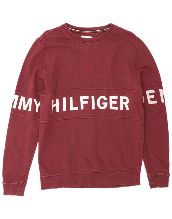 Męska bluza z grafiką TOMMY HILFIGER, średnia, bordowa bawełna