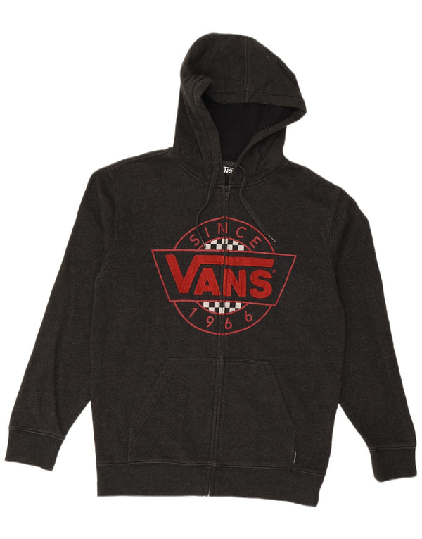 VANS Mens Graphic Zip Hoodie Sweater Small Grey Cotton