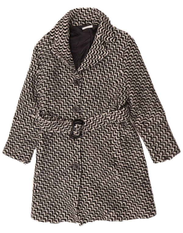 Płaszcz damski w stylu vintage IT 50 XL Czarny geometryczny octan